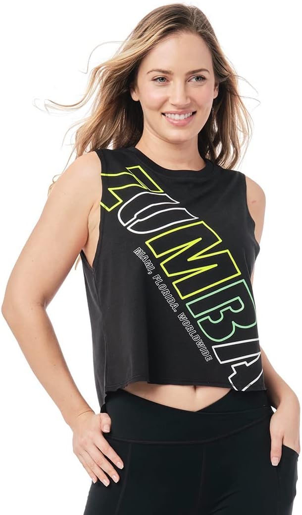 Zumba Women's Zumba Loose Graphic Print Dance Fitness Tank Activewear Workout Tops for Women Shirt