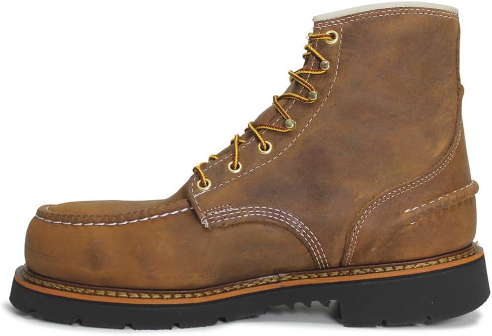 Thorogood 1957 Series 6” Waterproof Steel Toe Work Boots for Men - Full-Grain Leather with Moc Toe, Comfort Insole, and Slip-Resistant Heel Outsole; EH Rated