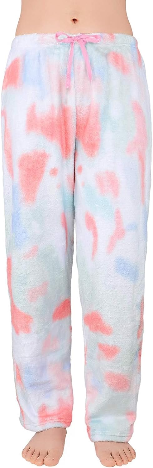 Womens Plush Pajama Pants Soft Fuzzy Pajama Bottoms for Women Cozy Pj Fleece Lounge Pants