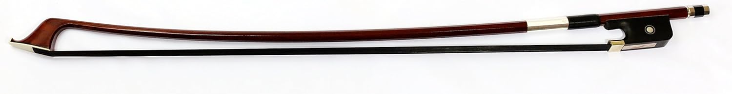 Vio Music#402 1/2 Bass Bow, Brazilwood, Ebony Frog, French, Black Horse Hair