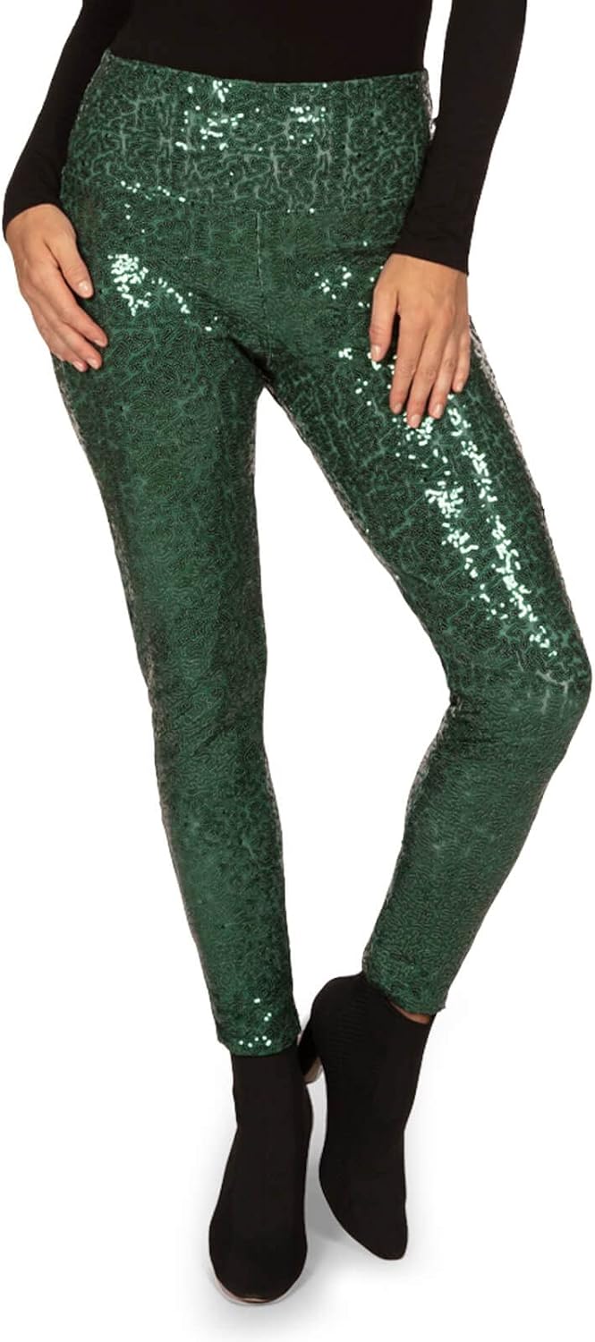 Tipsy Elves Shiny Sequin Leggings for Women for Holiday Outfits and Beyond