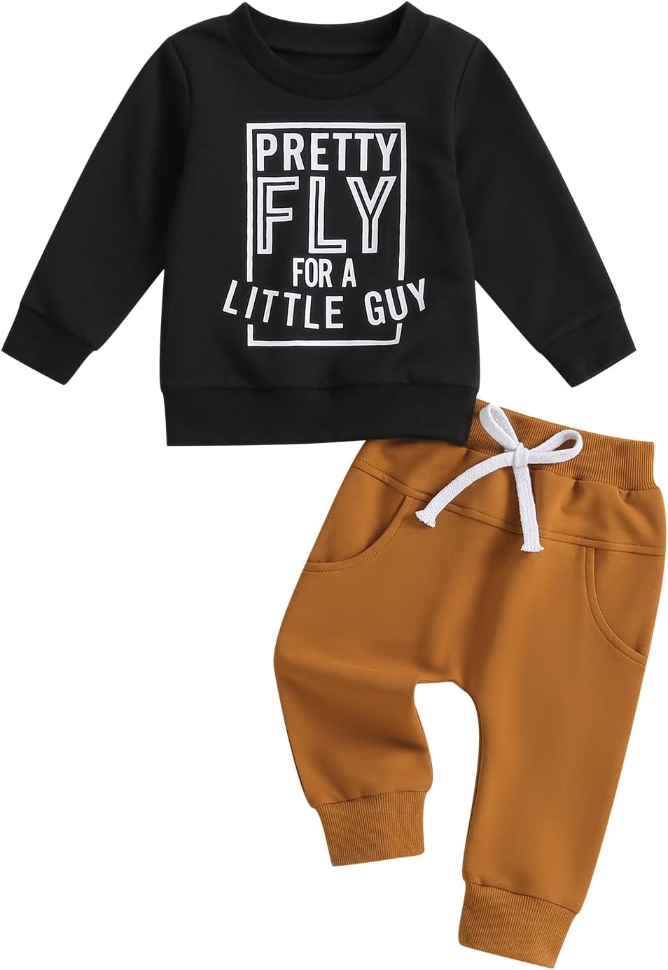 Toddler Baby Boy Clothes Set Solid Color Long Sleeve Crewneck Sweatshirt Top Casual Pants Set Cute Fall Winter Outfits