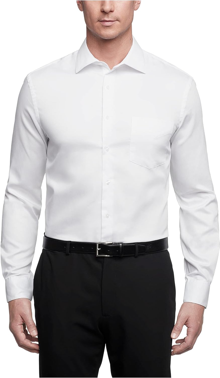 Van Heusen Men's Dress Shirts Regular Fit Lux Sateen Stretch Solid