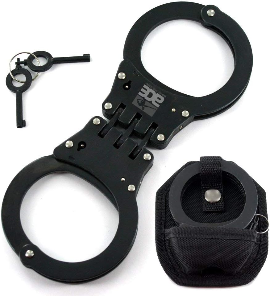 Ace Martial Arts Supply Heavy Duty Handcuffs and Keys (Black Hinge)