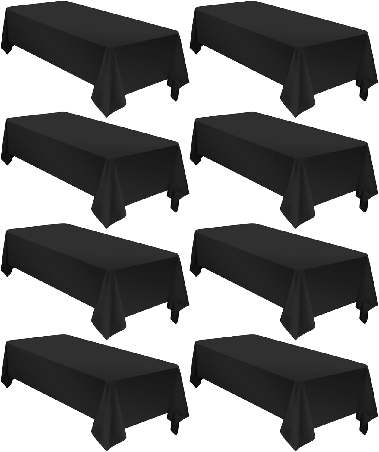 8 Pack Black Tablecloths for Rectangle Tables Stain and Wrinkle Resistant Washable Polyester Tablecloth 60 x 126 Inch Table Cloth Rectangle Table 6 Foot Rectangle Table Cloth for Wedding Party