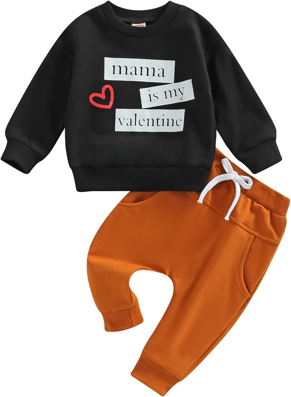 Toddler Baby Boy Clothes Set Solid Color Long Sleeve Crewneck Sweatshirt Top Casual Pants Set Cute Fall Winter Outfits