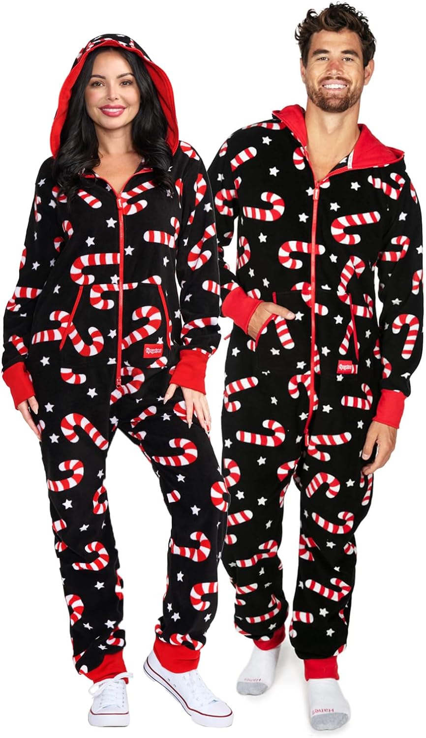 Tipsy Elves' Men's Mistle Head-to-Toe Jumpsuit - Cozy Festive Classic Warm Holiday Onesie