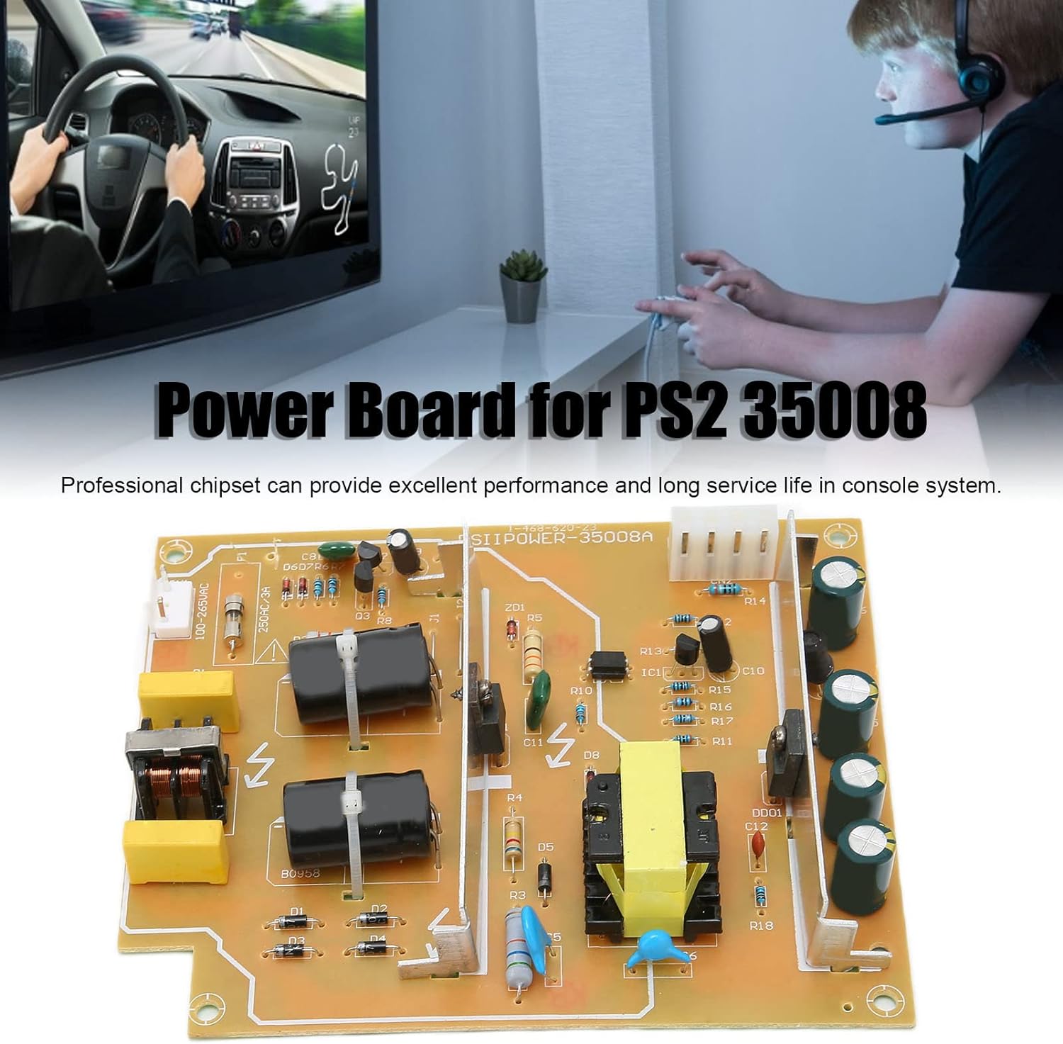 753 Internal Power Board for PS2,Replacement Console Power Supply Board & Professional Built in Power Console Board Repair Parts for PS2‑35008