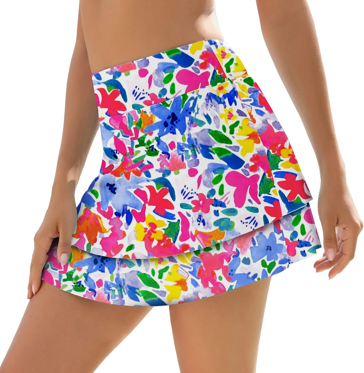 WOWENY Women's Swim Skirts Swimsuit High Waist Swimming Skorts with Shorts Bikini Bottoms with Pocket Bathing Suit Bottoms