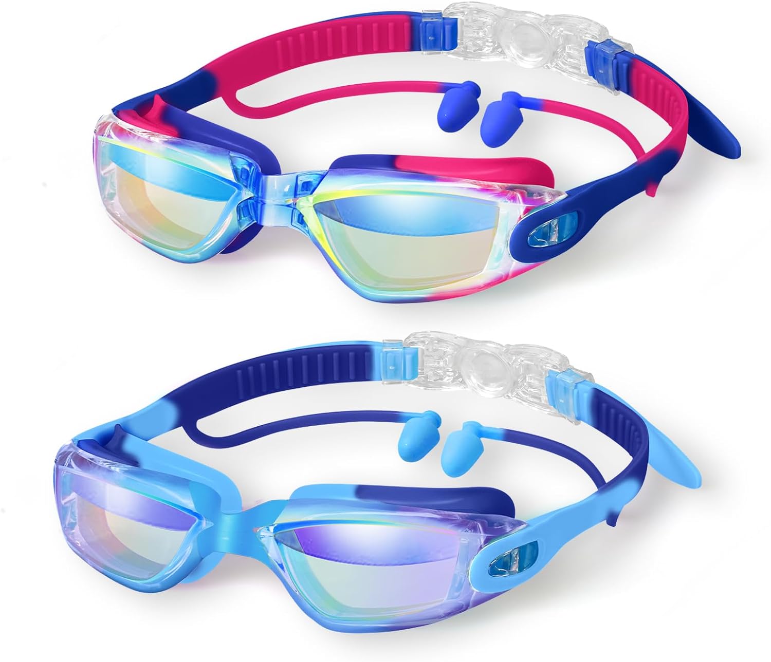 XDX Kids Swim Goggles, 2 Pack Kids Goggles With UV Protection, Anti Fog No Leaking Swimming Goggles for Boys Girls Teens 4-14