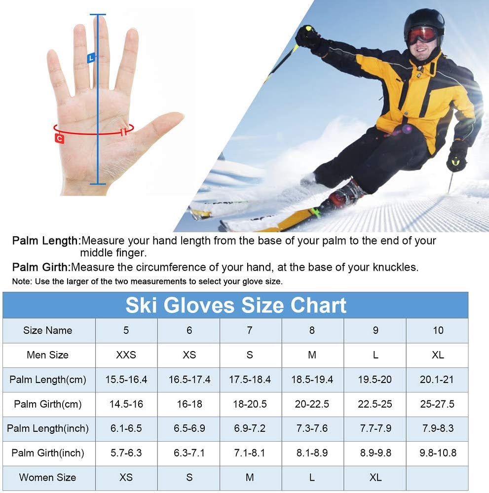 Unigear Waterproof Ski Gloves, 3M Thinsulate Snowboard Gloves, Touchscreen Anti Slip Unisex Winter Gloves for Outdoor Sports