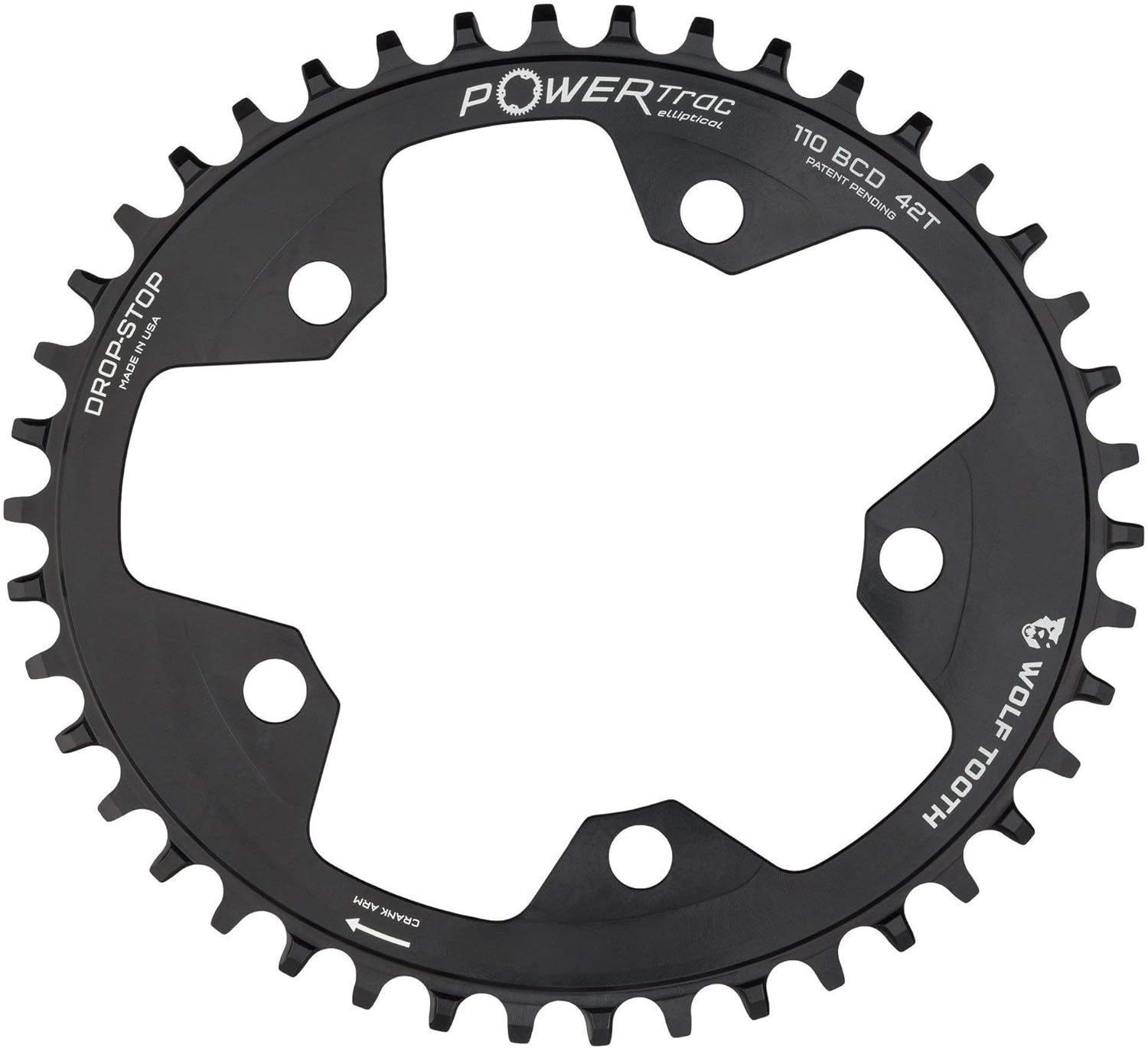 Wolf Tooth Components Drop Stop Elliptical 5-Bolt Sram Flattop Chainring