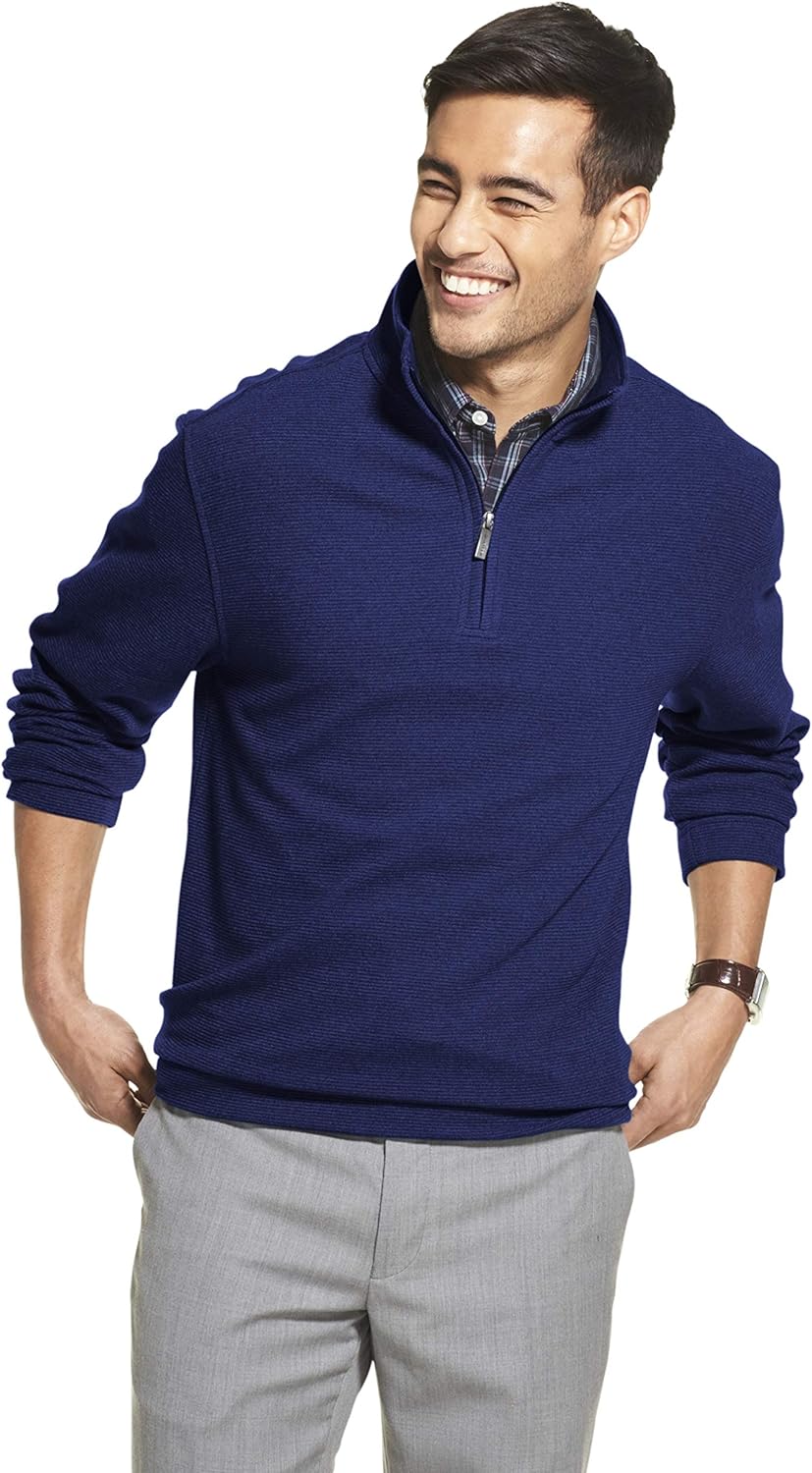 Van Heusen Men's Slim Fit Never Tuck Long Sleeve 1/4 Zip Solid