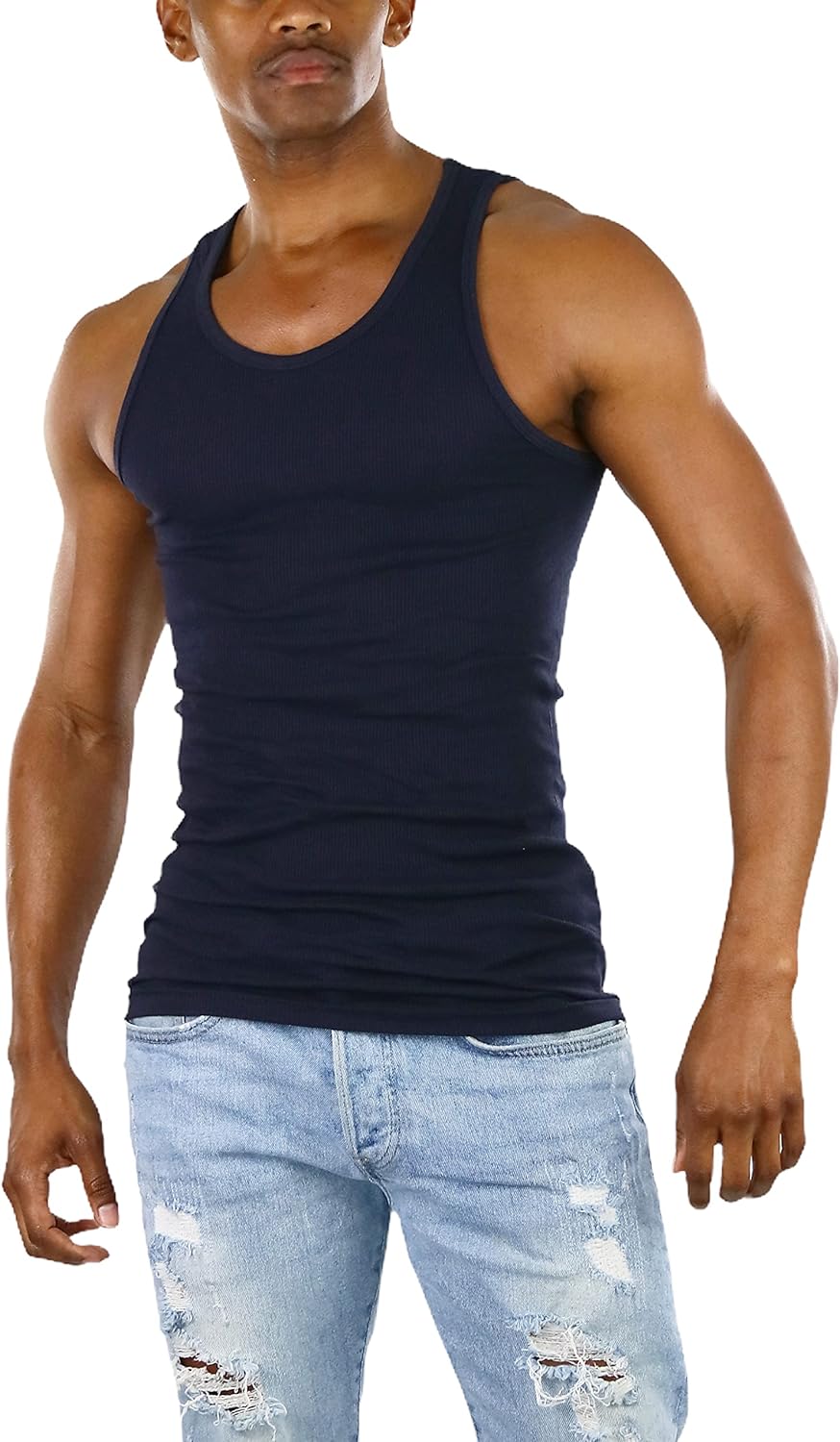 ToBeInStyle Men’s Workout A-Shirt Long Muscle Shirt Tank Top